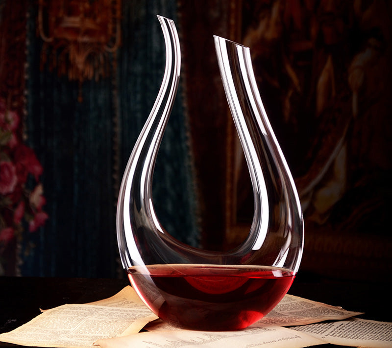 1200ml Luxurious Crystal Glass U-shaped Horn Wine Decanter Wine Pourer Red Wine Carafe Aerator - Nifti NZ