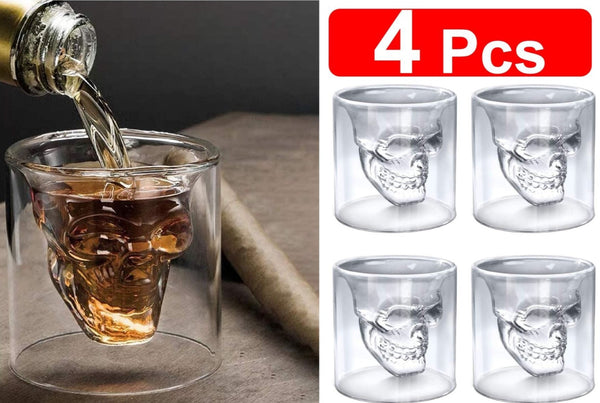 4 Piece Skull Whiskey Rock Glasses