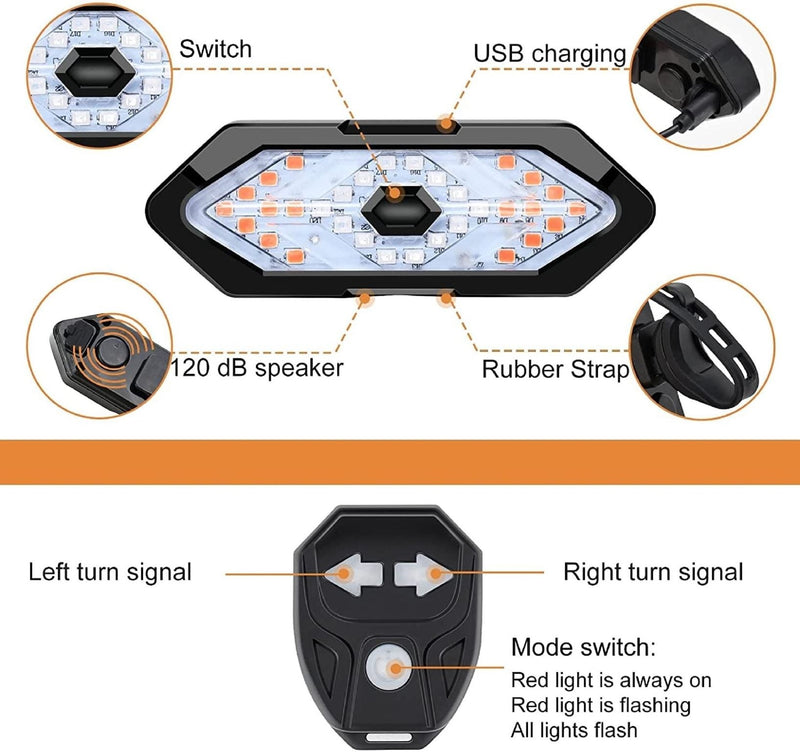 Bicycle/E-Bike Indicators With Tail Light And Horn