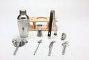 9pcs Wooden Stand Cocktail Shaker Set - Stainless Steel