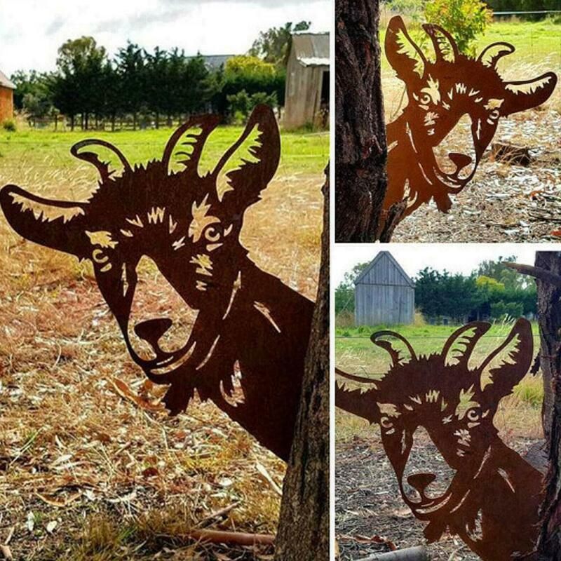 Metal Arts Garden Sculptures Farm Peeping Ornament
