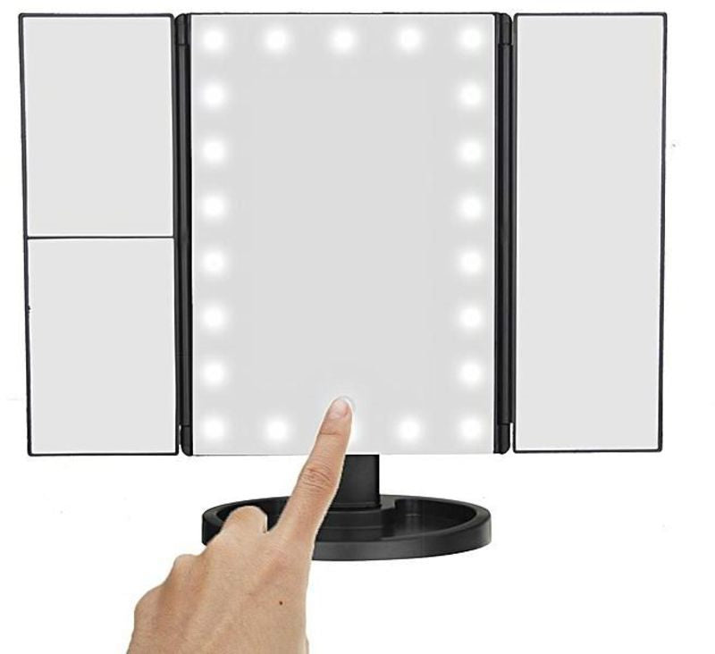 Trifold Makeup Mirror with LED Light - Magnifying Makeup Mirror