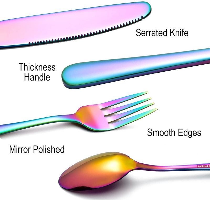 24 Piece Multicoloured Cutlery Set