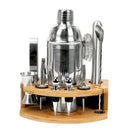 Wooden Stand Cocktail Shaker Set - 12 Piece