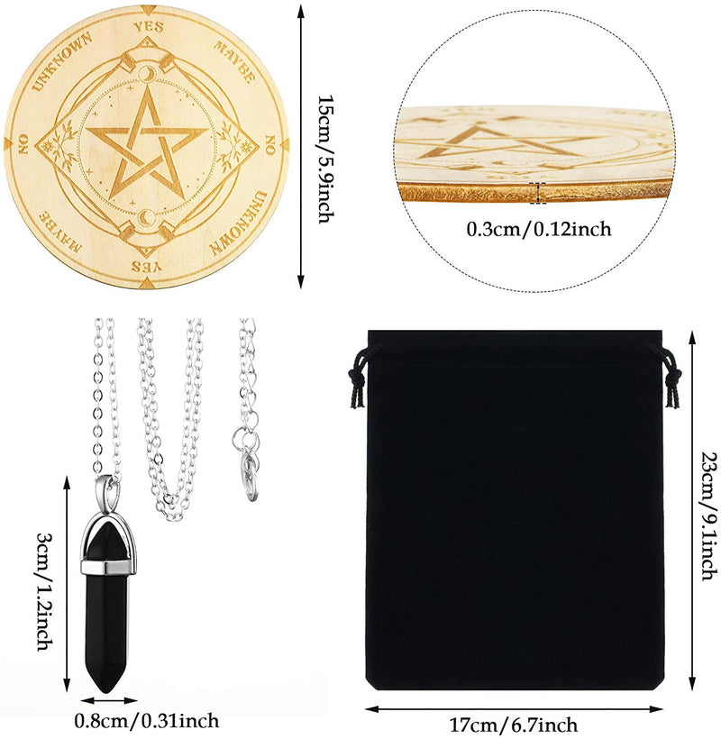 Star Pendulum Divination Metaphysical Message Board with a Crystal Pendulum Necklace