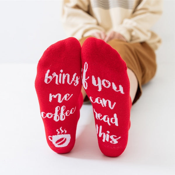 Funny Socks "If You Can Read This Bring Me Wine/Coffee" Cotton Casual Socks - Great Gifts - Nifti NZ
