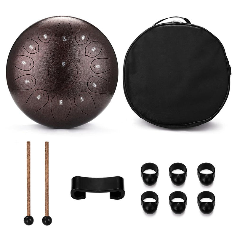 12 inches 13-Tone Steel Tongue Drum Mini Hand Pan Drums with Drumsticks - Nifti NZ