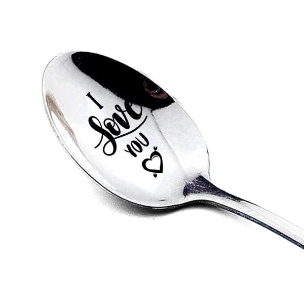 Lovely Gift - Engraved Spoon Set Long Handle Teaspoon Tableware Dessert Spoon - Nifti NZ