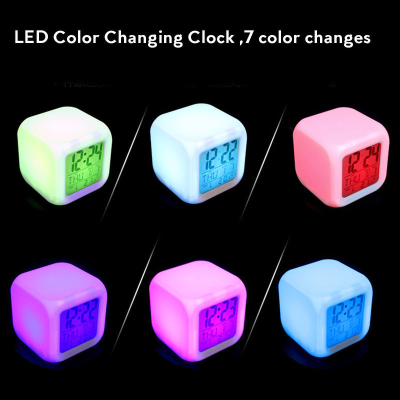 7 Colors Changing Unicorn LED Digital Alarm Clock Thermometer Date Time  (Unicorn 7 colours) - Nifti NZ