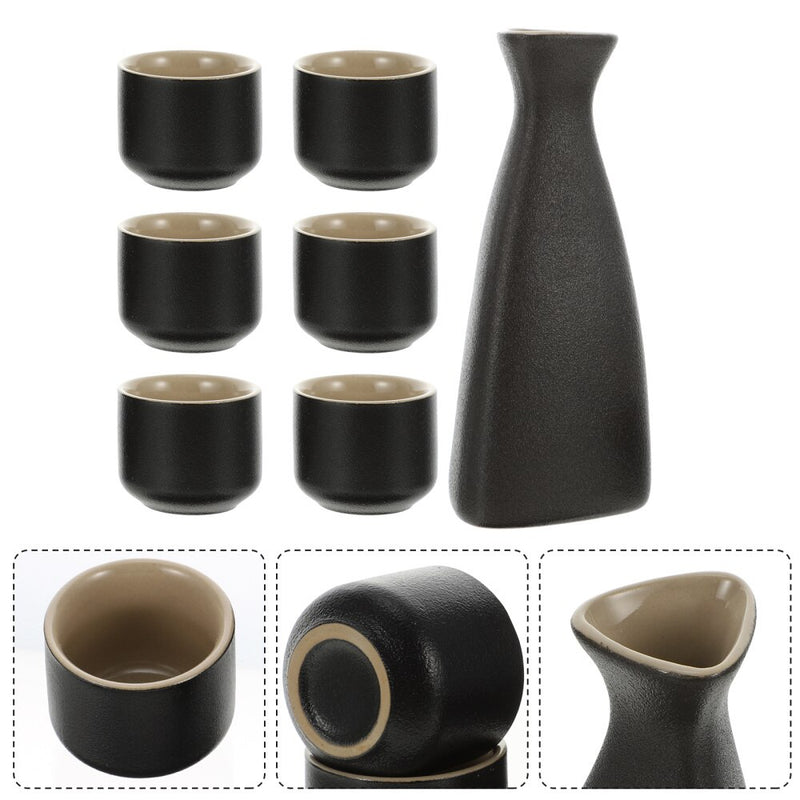 Ceramic Sake Cups & Dispenser - Japanese Style Home Retro Drinkware Sets