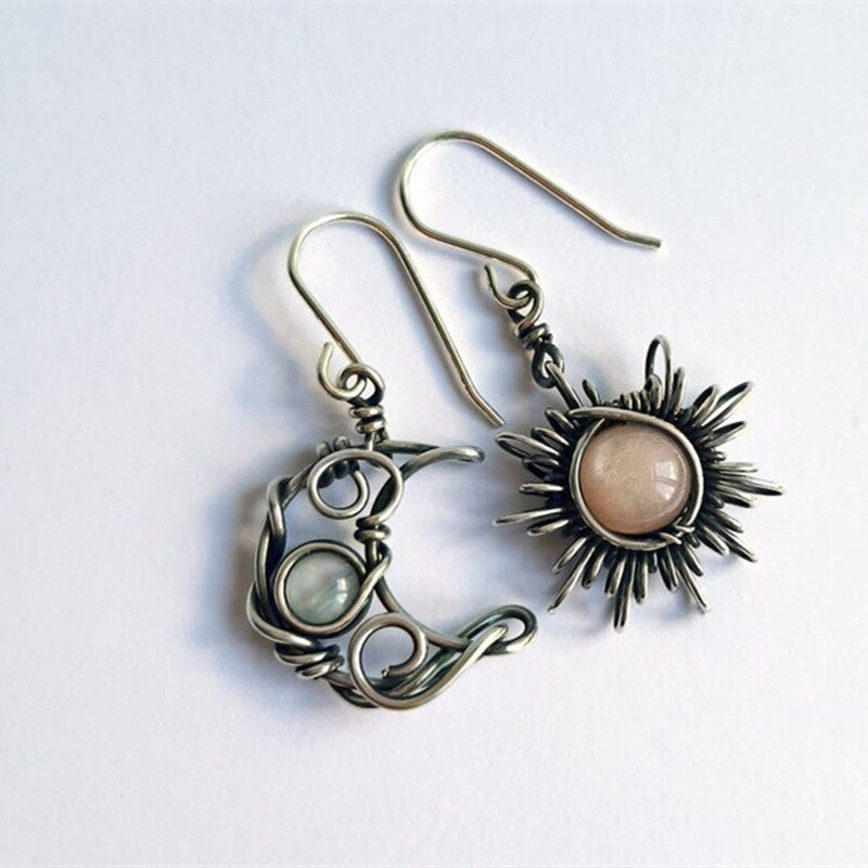 Bohemia Sun and Moon Earrings Silver