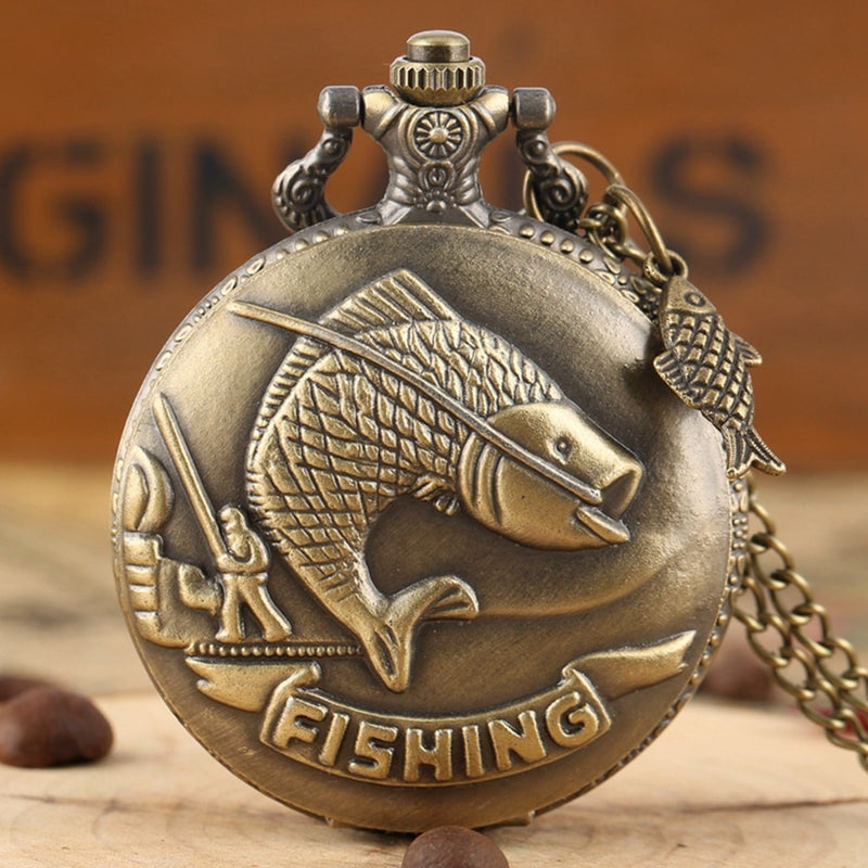 Fishing Carving Design Quartz Pocket Watch - Nifti NZ
