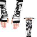 Striped Women's Arm Sleeves & Leg Warmers Set - Cute Knee-length Warm Socks