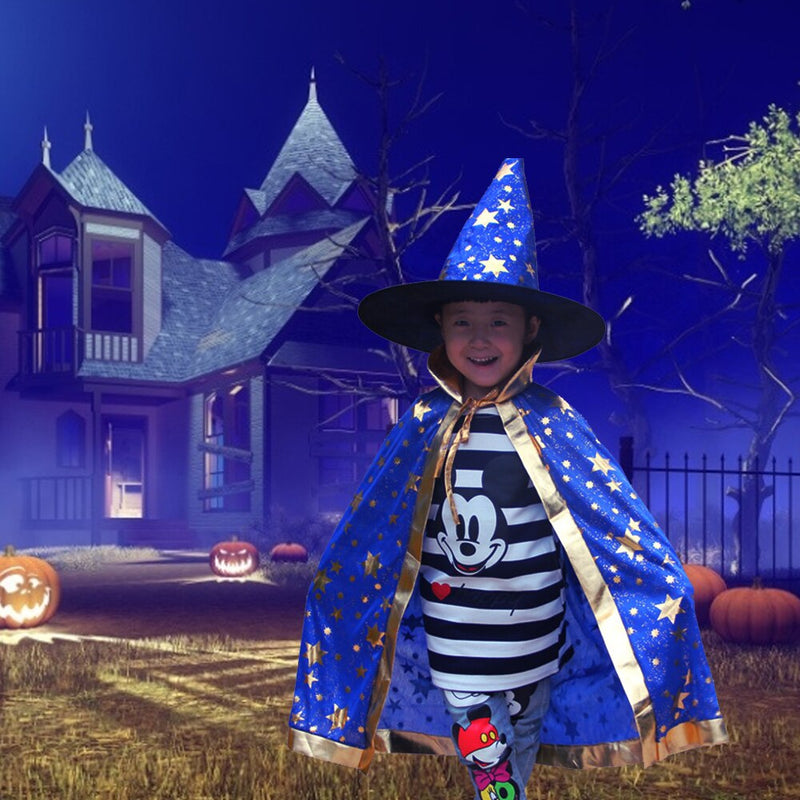 Halloween Costumes for Kids - Wizard/Witch Cape Cloak with Hat - Nifti NZ