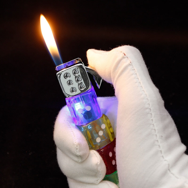Metal Novelty Dice Butane Lighter with flashing lights!