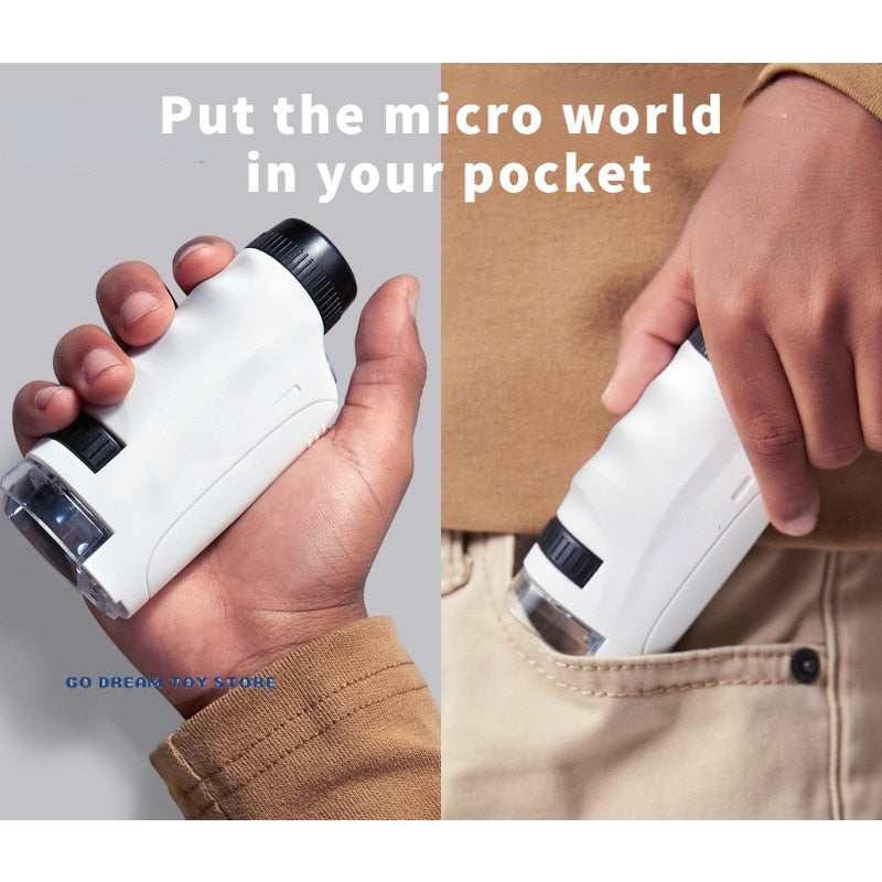 Handheld Microscope Kit with Mobile Phone Camera Connection & LED Light 60X-120X